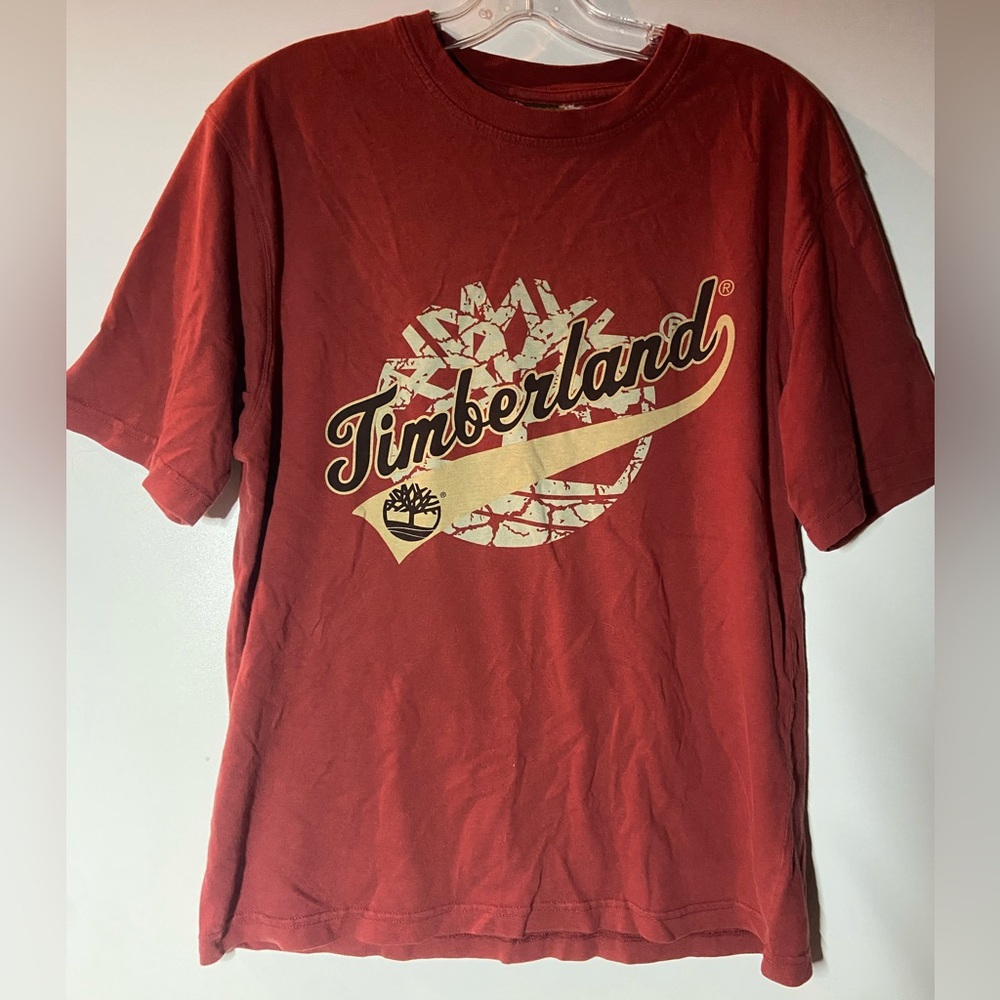 Timberland Red Tee with Gold Logo